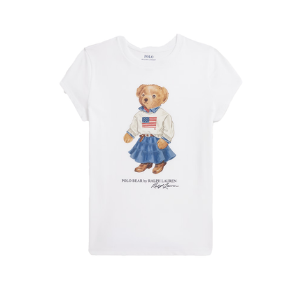 Polo Ralph Lauren Girl's Polo Bear Cotton Jersey Tee White