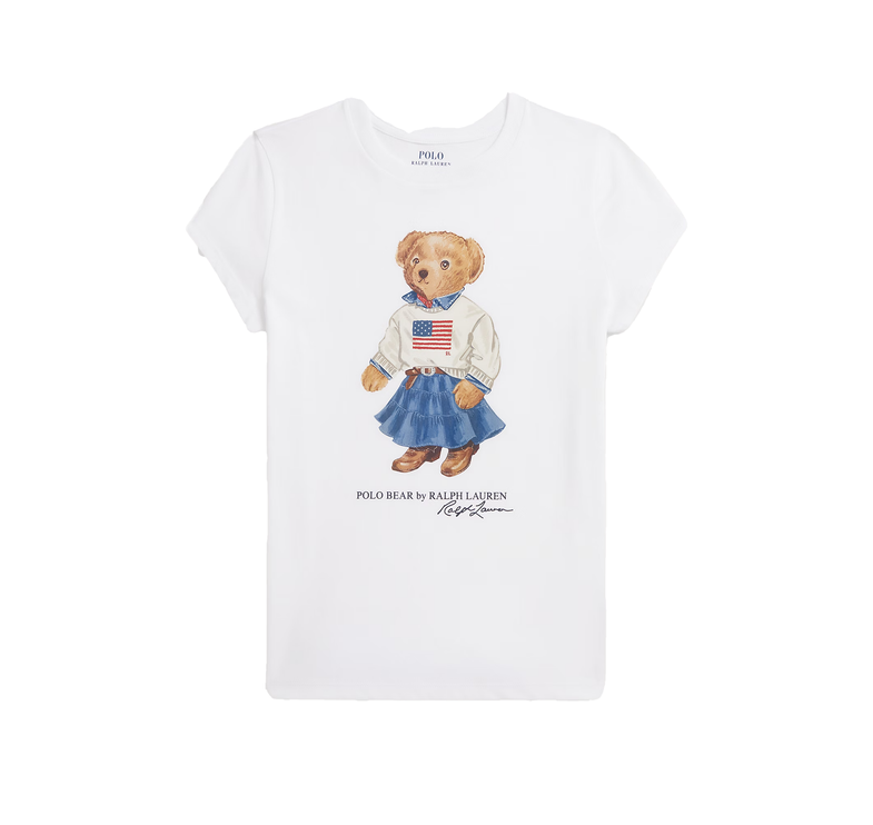 Polo Ralph Lauren Girl's Polo Bear Cotton Jersey Tee White