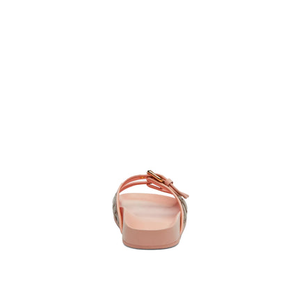 Coach Women's Two Band Buckle Sandal In Signature Jacquard Oak/Candy Pink
