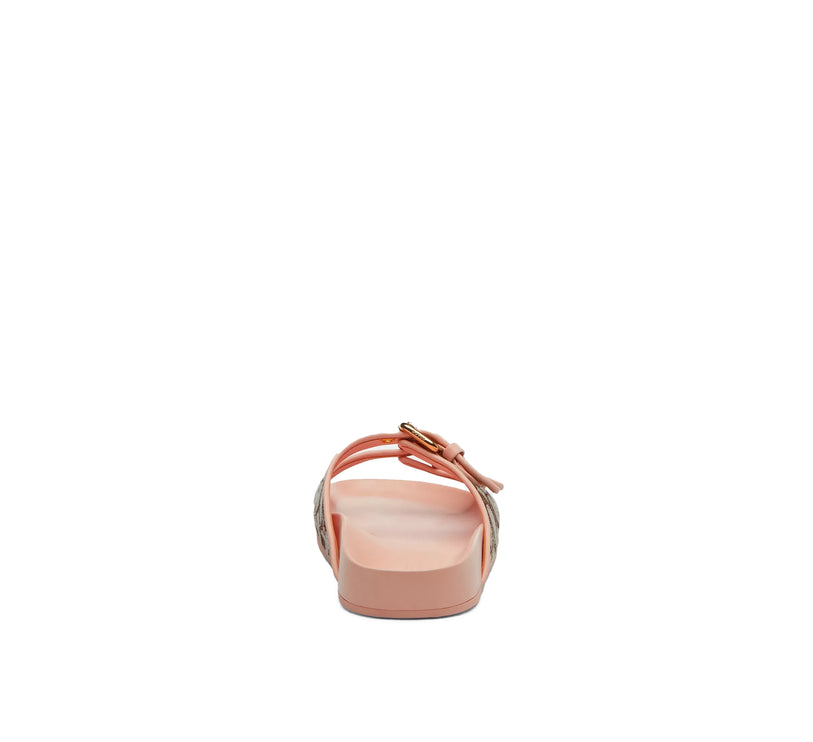 Coach Women's Two Band Buckle Sandal In Signature Jacquard Oak/Candy Pink