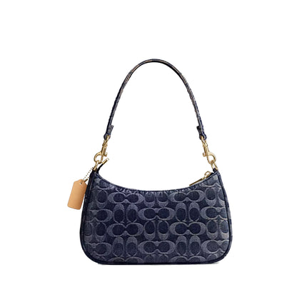 Coach Women's Teri Shoulder Bag In Signature Regenerative Cotton Denim Gold/Denim
