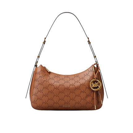 Michael Kors Women's Nolita Medium Pebbled Leather Shoulder Bag Luggage/Gold