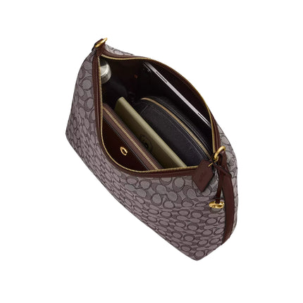 Coach Women's Juliet Shoulder Bag 38 In Signature Jacquard Brass/Oak Maple