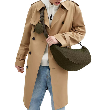 Coach Unisex Hall Soft Sling Bag 45 In Signature Jacquard Olive Drab