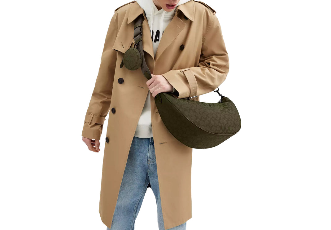 Coach Unisex Hall Soft Sling Bag 45 In Signature Jacquard Olive Drab