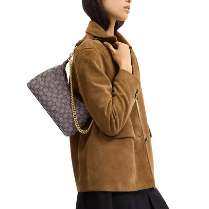 Coach Women's Juliet Shoulder Bag 25 In Signature Jacquard Brass/Oak Maple