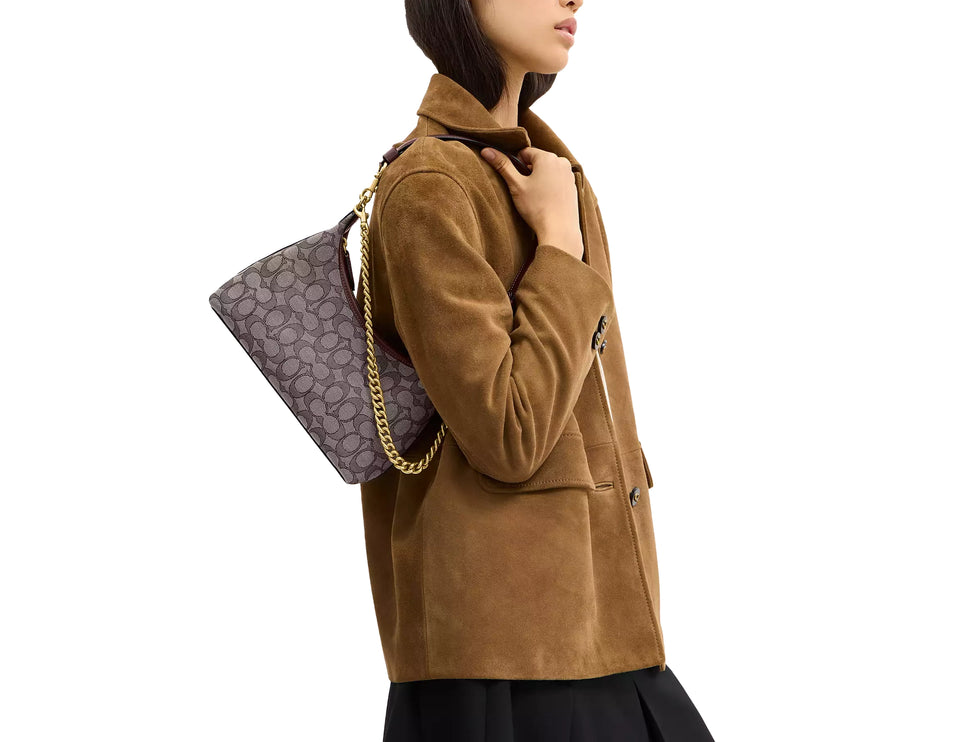 Coach Women's Juliet Shoulder Bag 25 In Signature Jacquard Brass/Oak Maple