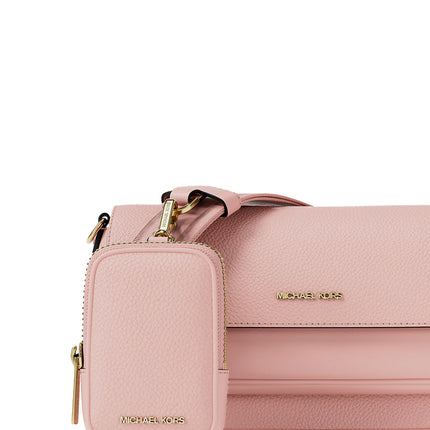 Michael Kors Women's Jet Set Travel Small Pebbled Leather Crossbody Bag With Pouch Powder Blush/Gold