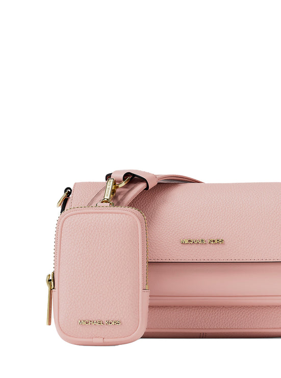 Michael Kors Women's Jet Set Travel Small Pebbled Leather Crossbody Bag With Pouch Powder Blush/Gold