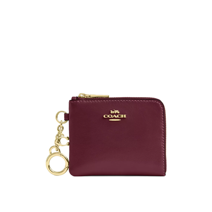 Coach Women's Small Corner Zip Wallet Gold/Dark Cherry