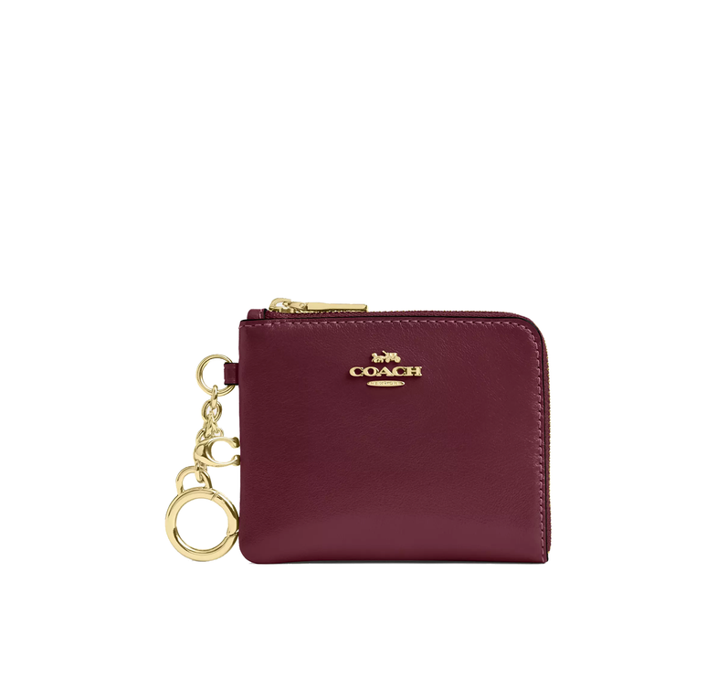 Coach Women's Small Corner Zip Wallet Gold/Dark Cherry