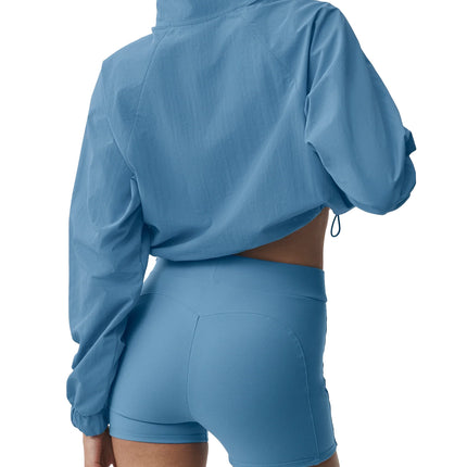 alo Women's Cropped 1/4 Zip Alumni Pullover California Blue