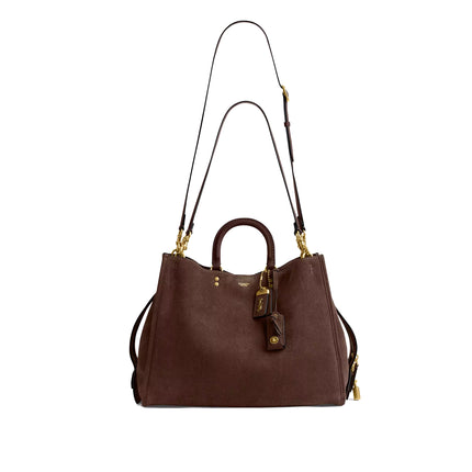 Coach Women's Rogue Bag 40 Suede/Brass/Dark Chocolate