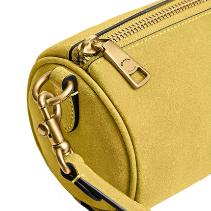 Coach Women's Barrel Bag Suede/Brass/Light Citron