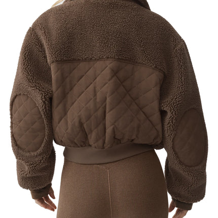 alo Women's Sherpa Edge Bomber Java Brown