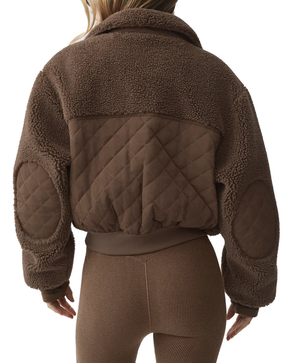 alo Women's Sherpa Edge Bomber Java Brown