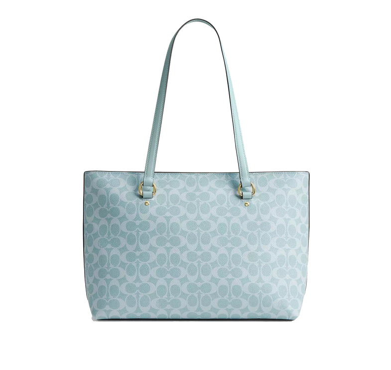Coach Women's Station Tote Bag In Signature Canvas Gold/Light Blue