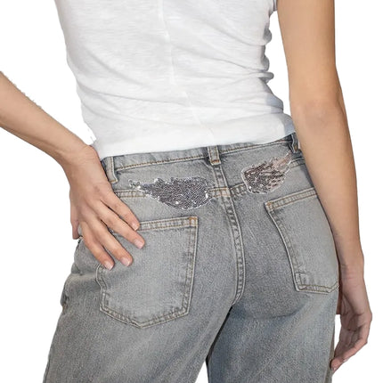 Subdued Women's Wings Low-Waist Jeans Light Gray
