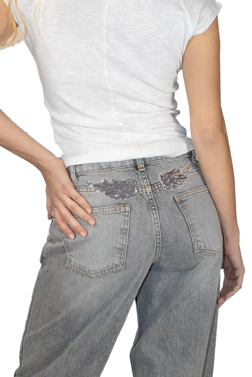 Subdued Women's Wings Low-Waist Jeans Light Gray