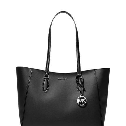 Michael Kors Women's Jet Set Travel Large Smooth and Signature Logo 3-in-1 Tote Bag Black/Silver