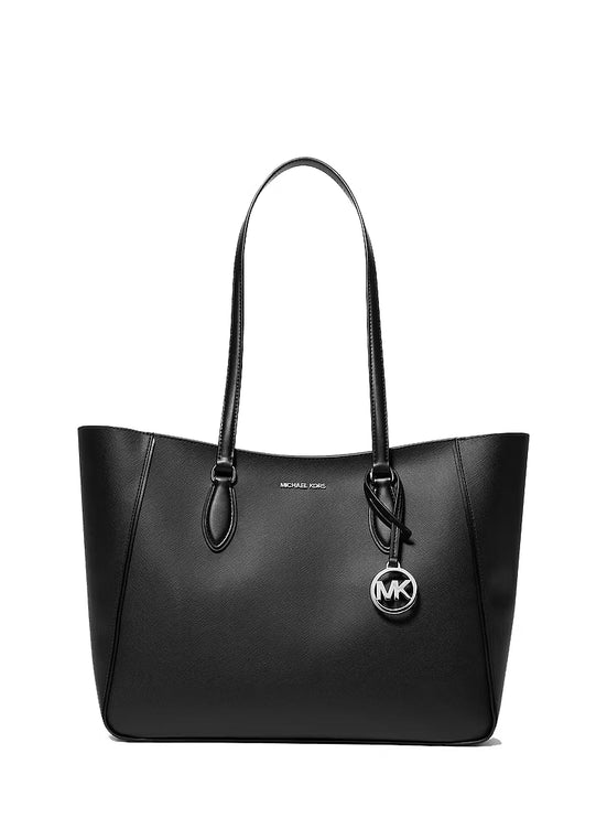Michael Kors Women's Jet Set Travel Large Smooth and Signature Logo 3-in-1 Tote Bag Black/Silver