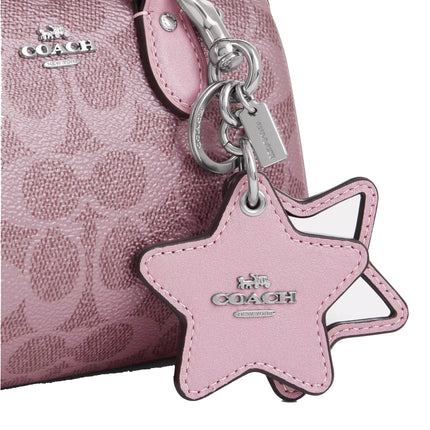 Coach Women's Boxed Mini Rowan Crossbody Bag And Mirror Bag Charm Set In Signature Canvas Silver/Pink