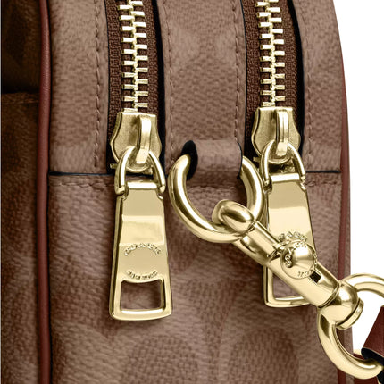 Coach Women's Mini Carey Crossbody Bag In Signature Canvas Gold/Tan/Brown