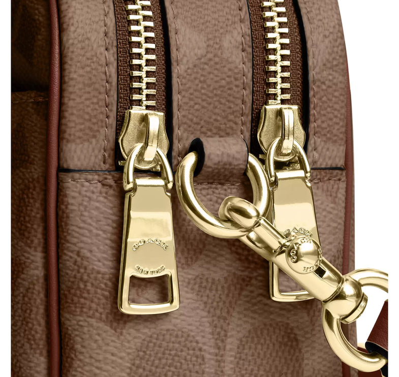 Coach Women's Mini Carey Crossbody Bag In Signature Canvas Gold/Tan/Brown