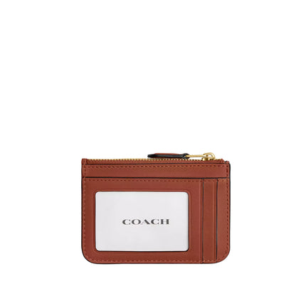 Coach Women's Essential Mini Id Card Case In Signature Canvas Brass/Tan Caramel