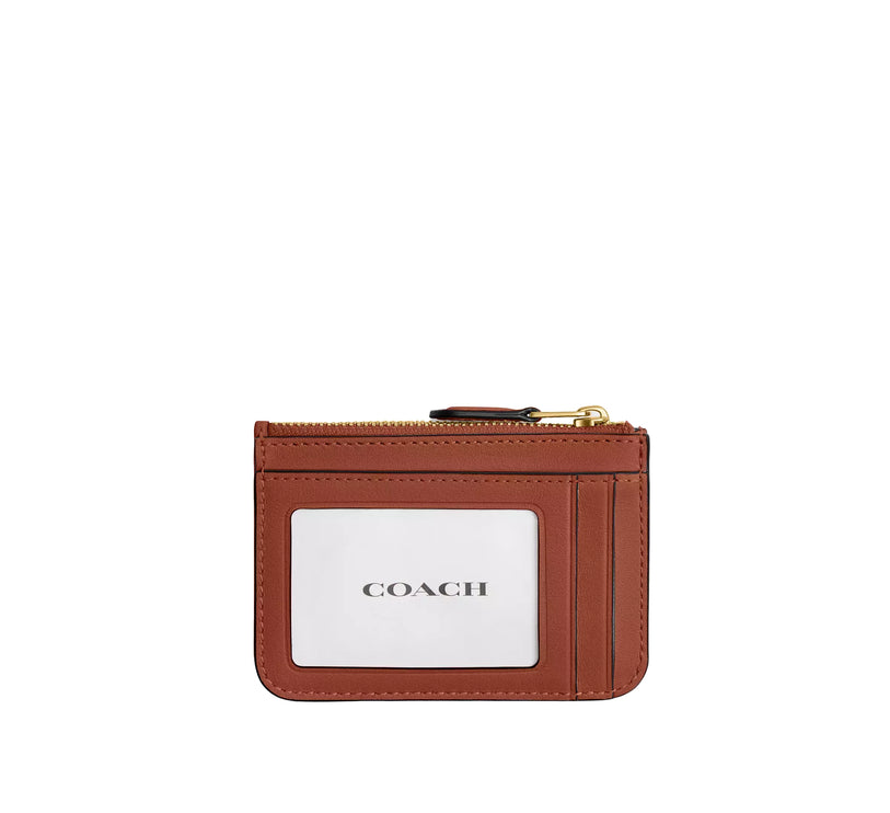 Coach Women's Essential Mini Id Card Case In Signature Canvas Brass/Tan Caramel