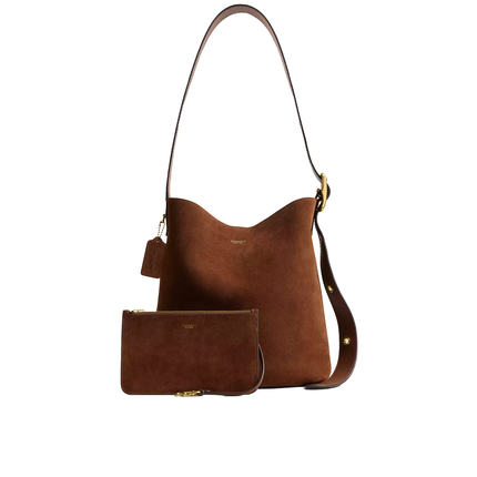 Coach Women's Bleecker Bucket Bag Suede/Brass/Warm Brown