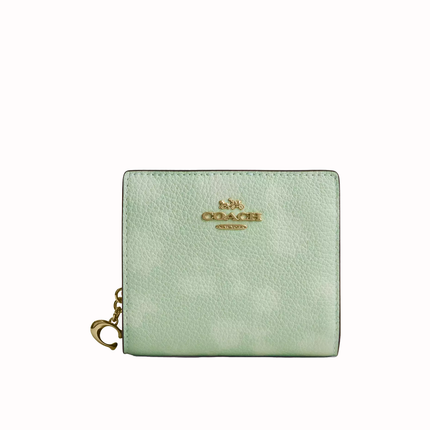Coach Women's Snap Wallet With Floral Print Gold/Pale Green