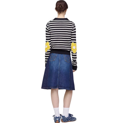 Marc Jacobs Women's Joy Striped Crewneck Black/White