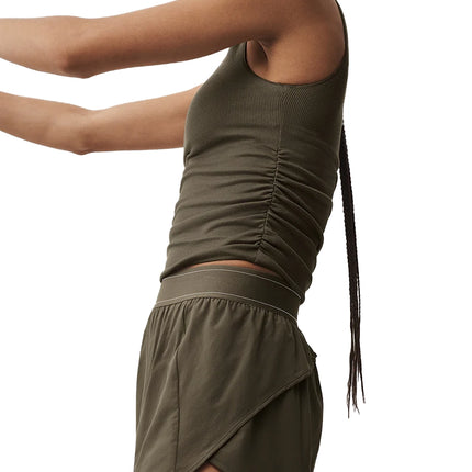 alo Women's Ribbed En Pointe Tank Olive Tree