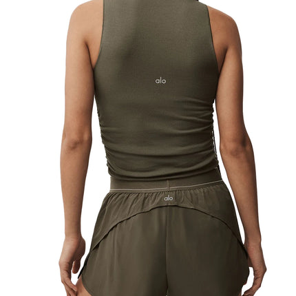 alo Women's Ribbed En Pointe Tank Olive Tree