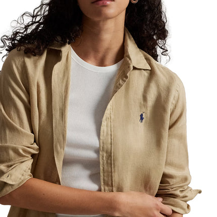 Polo Ralph Lauren Women's Classic Fit Linen Shirt Coastal Beige