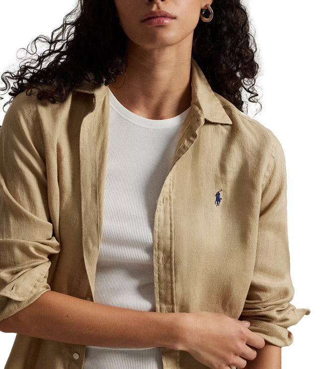 Polo Ralph Lauren Women's Classic Fit Linen Shirt Coastal Beige
