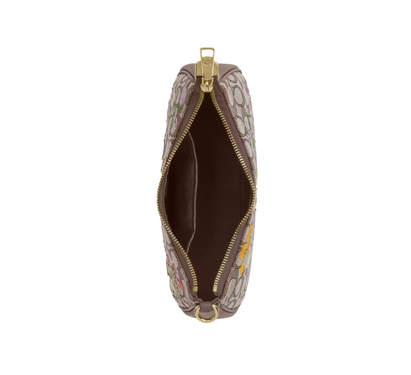 Coach Women's Teri Shoulder Bag In Signature Jacquard With Floral Embroidery Gold/Oak Multi