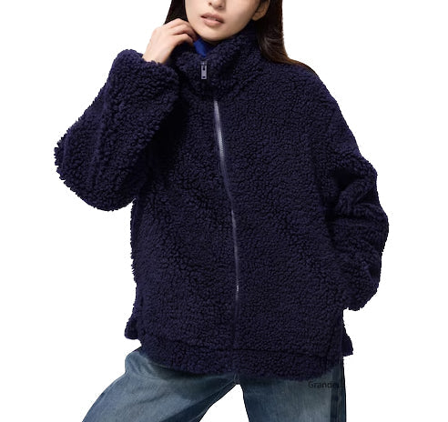 Uniqlo Women's Fleece Zip-Up Jacket 69 Navy