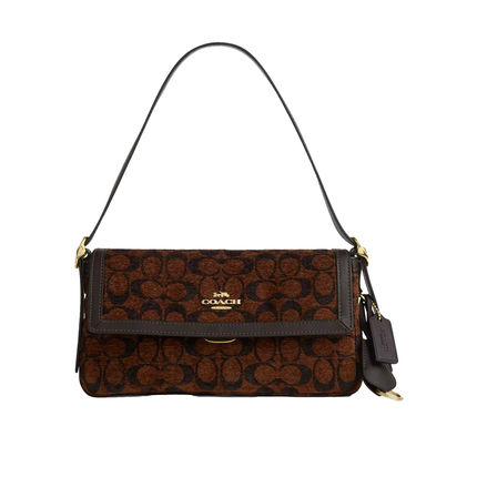 Coach Women's Etta Small Flap Shoulder Bag In Signature Chenille Gold/Truffle