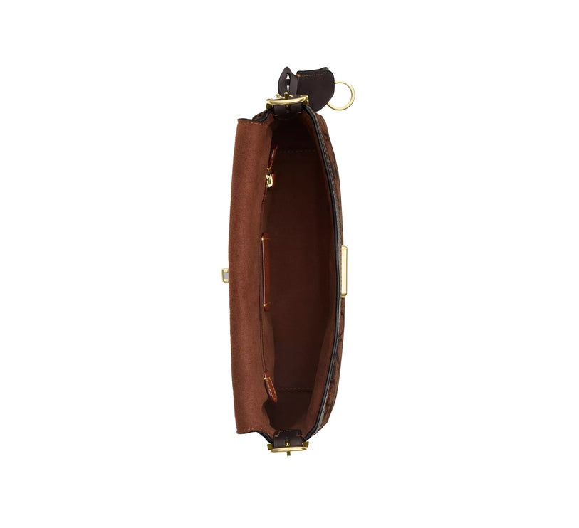 Coach Women's Etta Small Flap Shoulder Bag In Signature Chenille Gold/Truffle