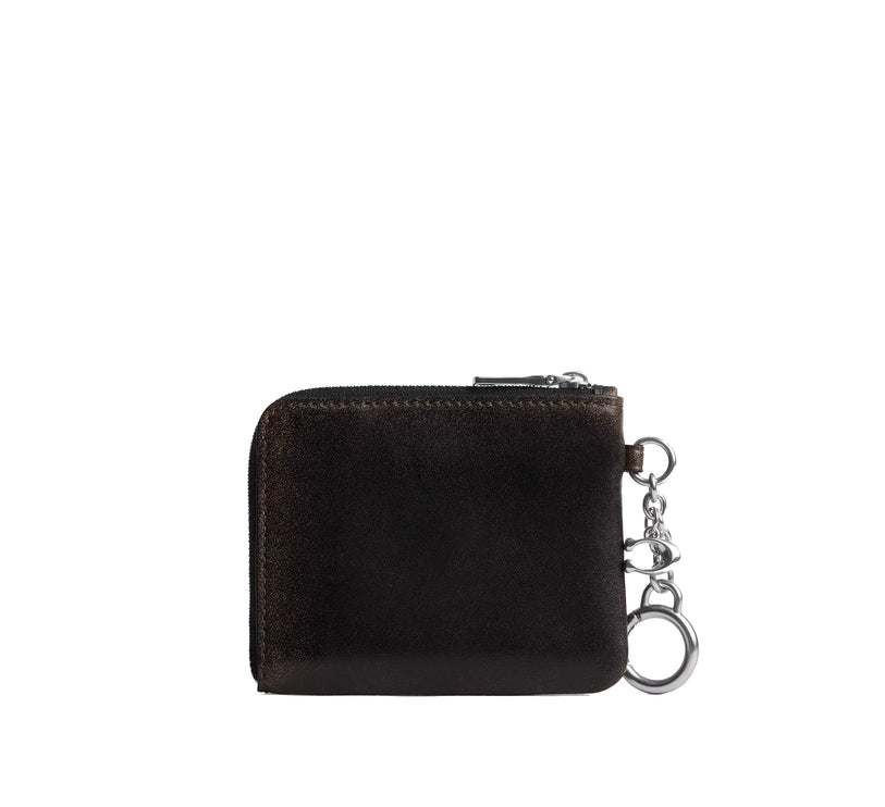 Coach Women's Small Corner Zip Wallet In Loved Leather Silver/Black Brown