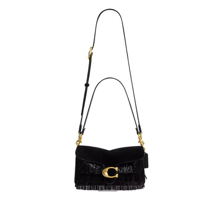 Coach Women's Tabby Shoulder Bag 26 With Crystal Beaded Fringe Brass/Black