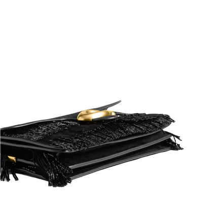 Coach Women's Tabby Shoulder Bag 26 With Crystal Beaded Fringe Brass/Black