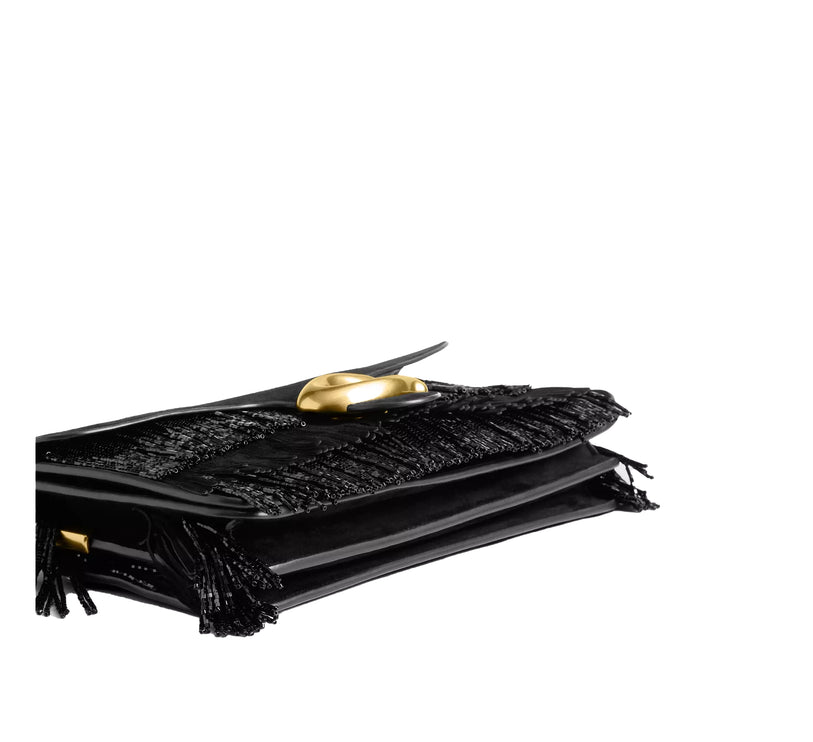 Coach Women's Tabby Shoulder Bag 26 With Crystal Beaded Fringe Brass/Black