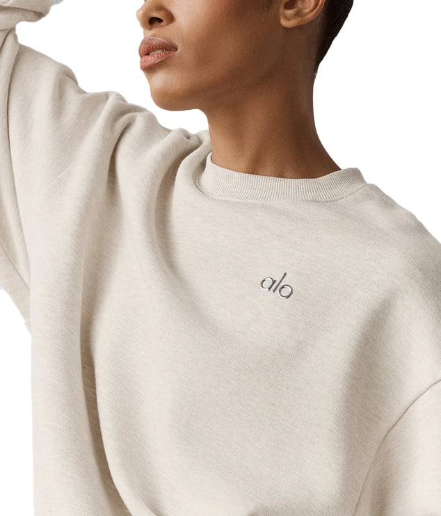 alo Women's Accolade Crew Neck Pullover Oatmeal Heather