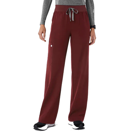 FIGS Women's High Waisted Isabel Wide Leg Scrub Pants Burgundy