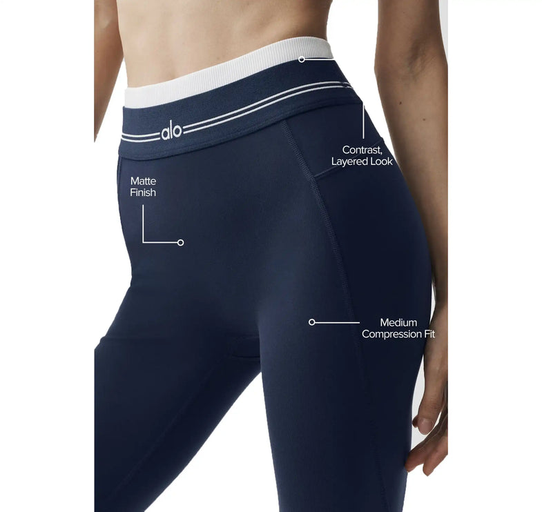 alo Women's Airbrush High-Waist 7/8 Better Together Legging Navy/White