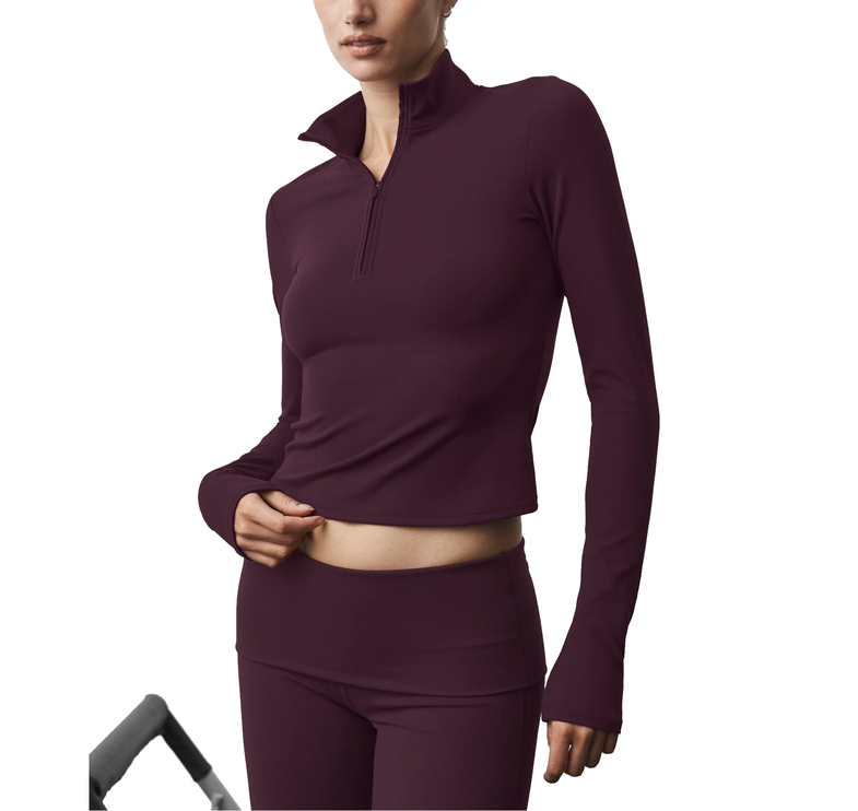 alo Women's ALO Softsculpt Precision 1/4 Zip Long Sleeve Rich Bordeaux