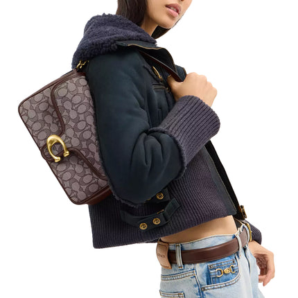 Coach Women's Soft Tabby Shoulder Bag In Signature Jacquard Brass/Oak Maple